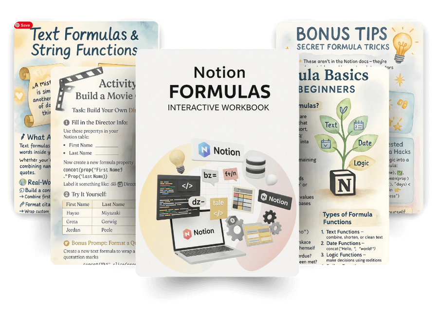 Notion Formulas Workbook